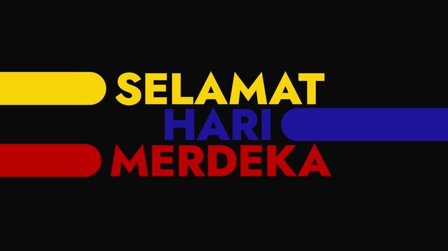 Selamat Hari Merdeka colorful motion graphics seamlessly loopable text animation on a white or black background great for wishing and celebrating selamat hari merdeka