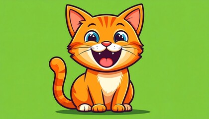 Cute cartoon orange tabby cat smiling