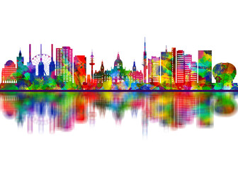 Obraz premium Hanover Germany Skyline. Cityscape Skyscraper Buildings Landscape City Downtown Abstract Landmarks Travel Art