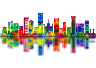 Incheon South Korea Skyline. Cityscape Skyscraper Buildings Landscape City Downtown Abstract Landmarks Travel Art