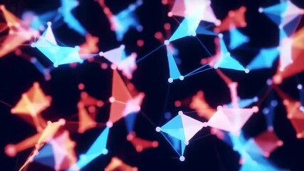 Abstract network of glowing triangles in vibrant colors against a dark background (1) - Powered by Adobe