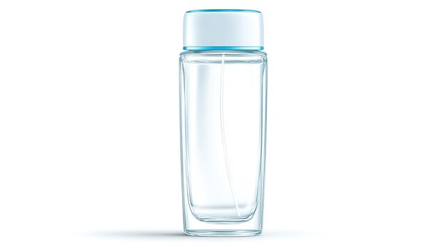 FLACONE DI VETRO TRASPARENTE ALTO E SOTTILE SU SFONDO BIANCO