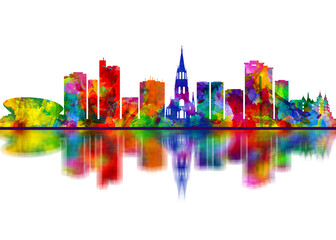 Obraz premium Katowice Poland Skyline. Cityscape Skyscraper Buildings Landscape City Downtown Abstract Landmarks Travel Art