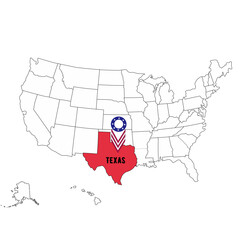 Simple Outline United States Map with Highlighted Texas State Decoration