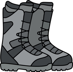 Rugged hiking boots illustration