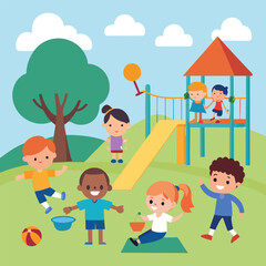 Obraz premium kids are playing in a park 