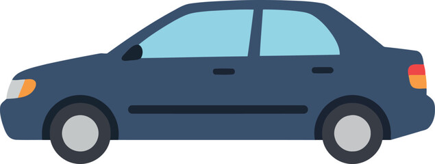 Dark blue sedan car side view isolated