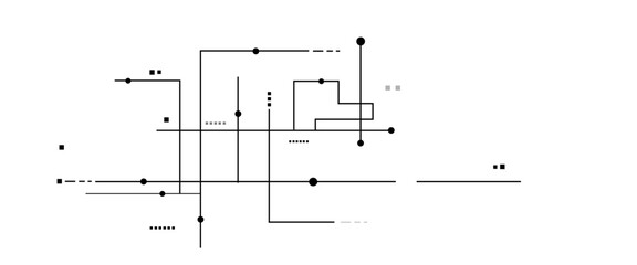 Modern white and black abstract background with Connected lines and dots.