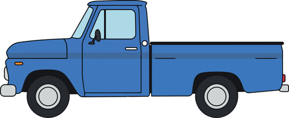 Vintage blue pickup truck classic automotive illustration © Vector World
