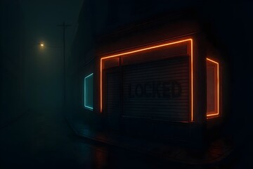 Neon light glowing in dark room abstract futuristic background concept for digital design art