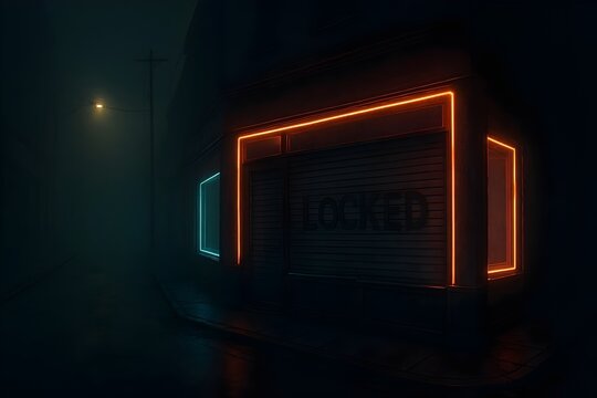 Neon light glowing in dark room abstract futuristic background concept for digital design art - Powered by Adobe