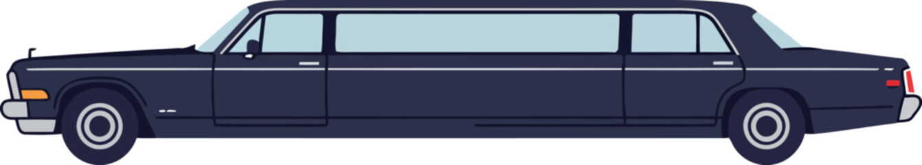 Classic black limousine side view