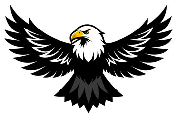 Fototapeta premium Eagle flying silhouette vector illustration with stylized wings and feathers