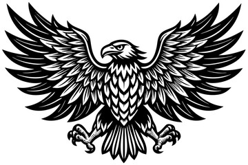 Obraz premium Flying eagle with outstretched wings tattoo design vector illustration