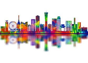 Fototapeta premium Kobe Japan Skyline. Cityscape Skyscraper Buildings Landscape City Downtown Abstract Landmarks Travel Art
