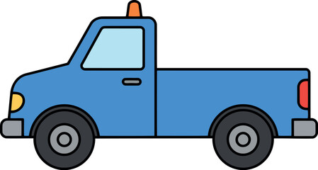 Blue pickup truck cartoon illustration