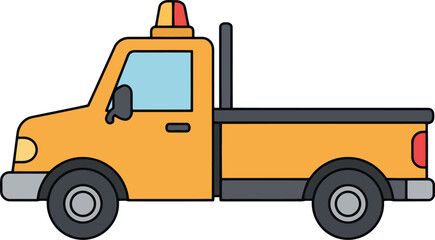 Yellow utility truck with amber light