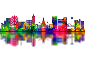 Fototapeta premium Lansing Michigan Skyline. Cityscape Skyscraper Buildings Landscape City Downtown Abstract Landmarks Travel Art