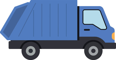 Blue garbage truck vector illustration