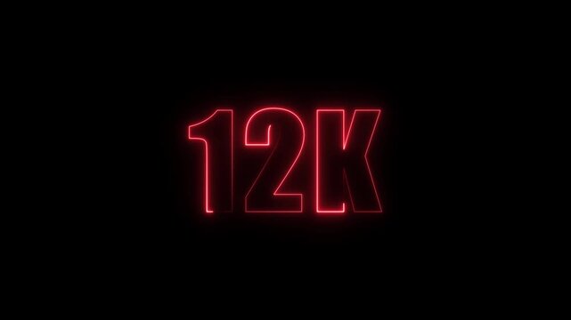 Neon Glowing Animation Celebrating 12K Subscribers and Followers &ndash; Social Media Milestone Celebration