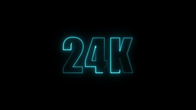 Neon Glowing Animation Celebrating 24K Subscribers and Followers &ndash; Social Media Milestone Celebration