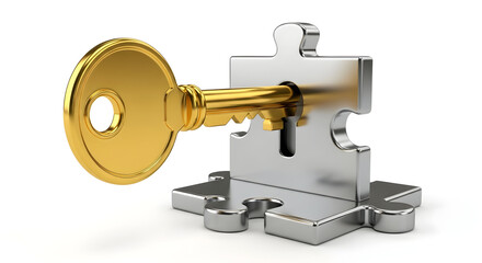  Gold Key Fitting Puzzle Piece Lock