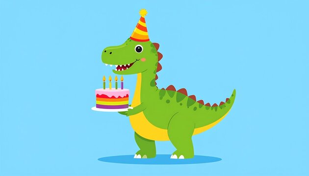 Cute dinosaur with birthday cake (1) - Powered by Adobe
