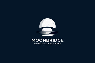 Fototapeta premium Moon with bridge logo design vector inspiration.