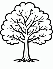 Fototapeta premium Minimalist Black and White Tree Illustration – Hand-Drawn Nature Sketch Vector