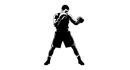 Boxer silhouette ready for fight