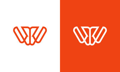 Modern Abstract Interlocking WW Logo Design, Bold Orange and White Variations.