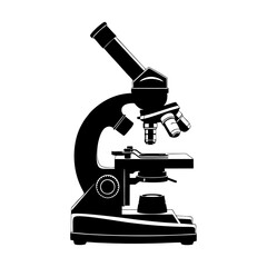 Microscope silhouette on white background