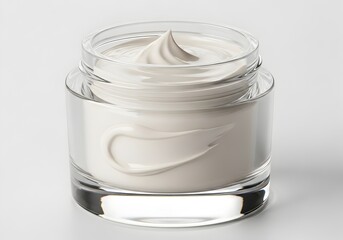 Obraz premium Glass jar filled with smooth, creamy skincare product on a clean surface