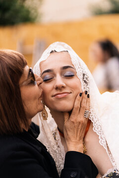 Fallera celebrated during Las Fallas festival in Valencia