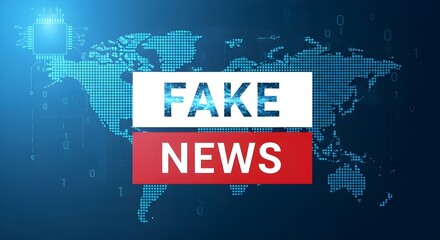 Fake News Alert on World Map Background | Misinformation Awareness for Media Literacy, Social Issues, and Political Campaigns