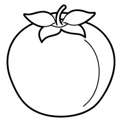 Minimal persimmon fruit line art with neat outline