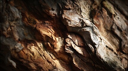 Close-up of weathered tree bark revealing intricate textures and natural patterns, showcasing the timeless beauty and resilience of nature's artistry.