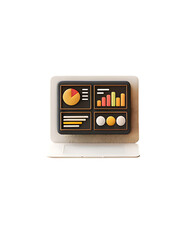 Fototapeta premium Modern dashboard analytics on laptop screen, business growth data on transparent background
