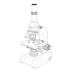 Detailed illustration of a vintage laboratory microscope isolated on transparent background