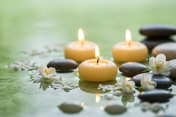 Tranquil Floating Candles: Meditation and Wellness Concept