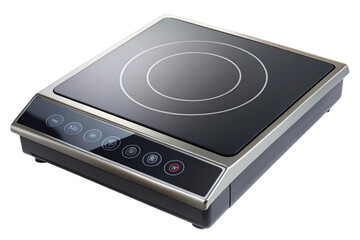Fototapeta premium Modern induction cooktop with digital display on black background