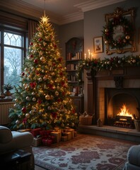 christmas tree with fireplace