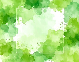 Fototapeta premium Abstract watercolor frame, vibrant green