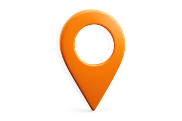 Orange map pin indicating location on transparent background, perfect for indicating a specific place on a map