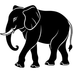 Elephant Walking Silhouette vector