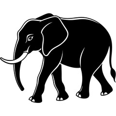Elephant Walking Silhouette vector