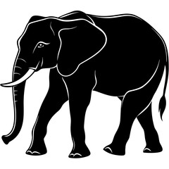 Elephant Walking Silhouette vector