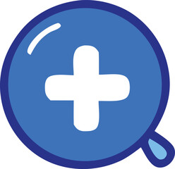 Obraz premium Simple cartoon magnifying glass icon with a white plus symbol inside representing zoom in or add functionality