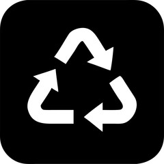 Simple black and white recycling symbol icon