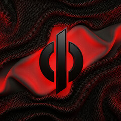 Sleek Metallic Black Athletic Logo with Red Lighting and Dynamic Fabric